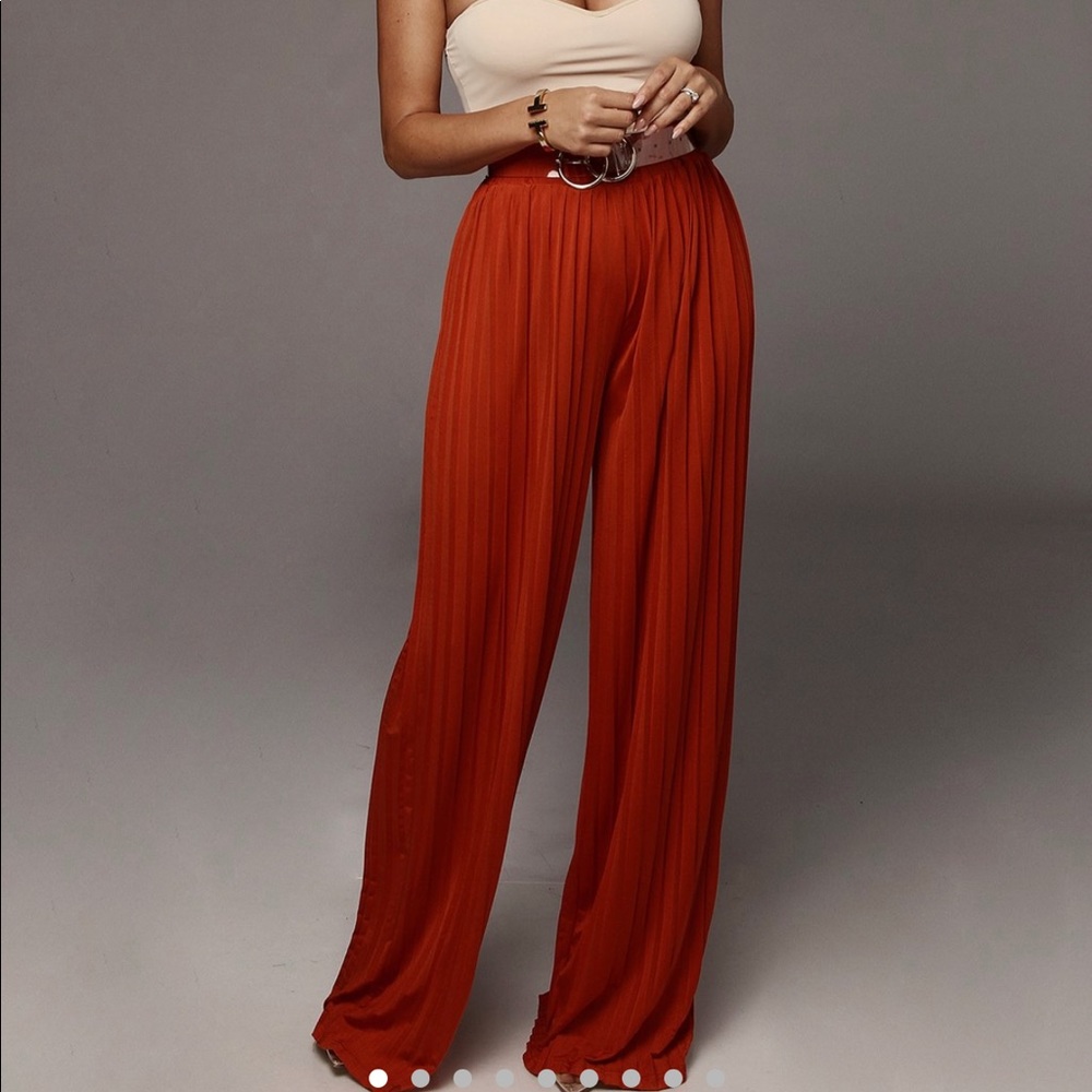 Pleated side leg pants